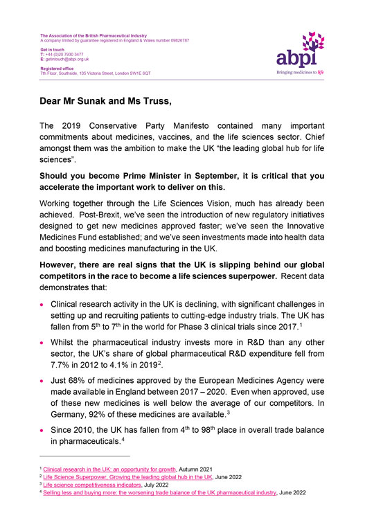ABPI Open Letter Conservative Candidates Jul 2022